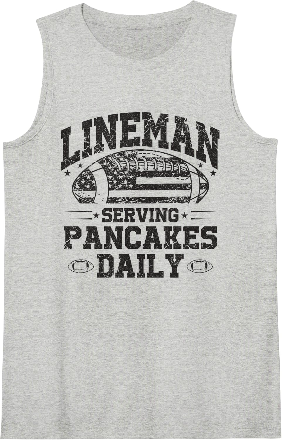 Lineman Serving Pancakes Daily Offensive Football His/Her Sleeveless Tank Top - Heather Grey
