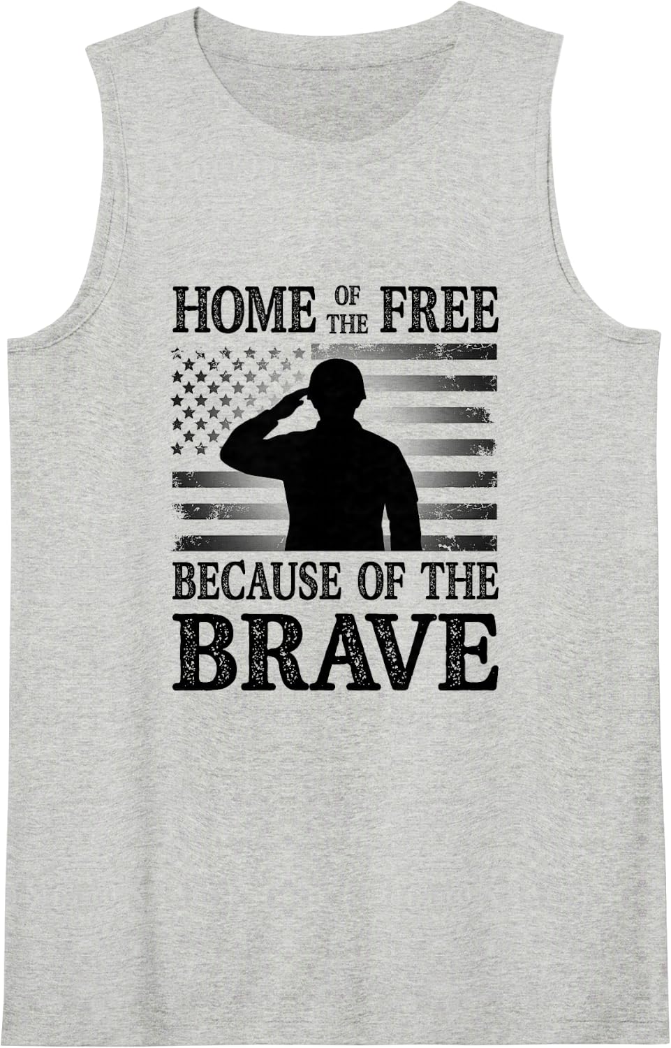 Saluting Officer Home Free Brave Military Pride Sleeveless Tank Top - Heather Grey