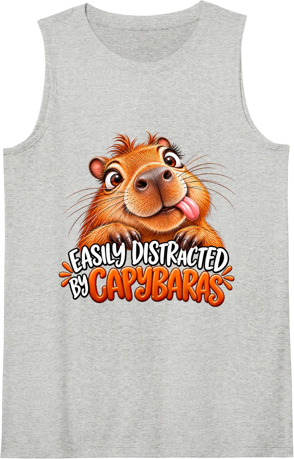 Easily Distracted by Capybaras Funny Capybara Humor Animal Sleeveless Tank Top - Heather Grey