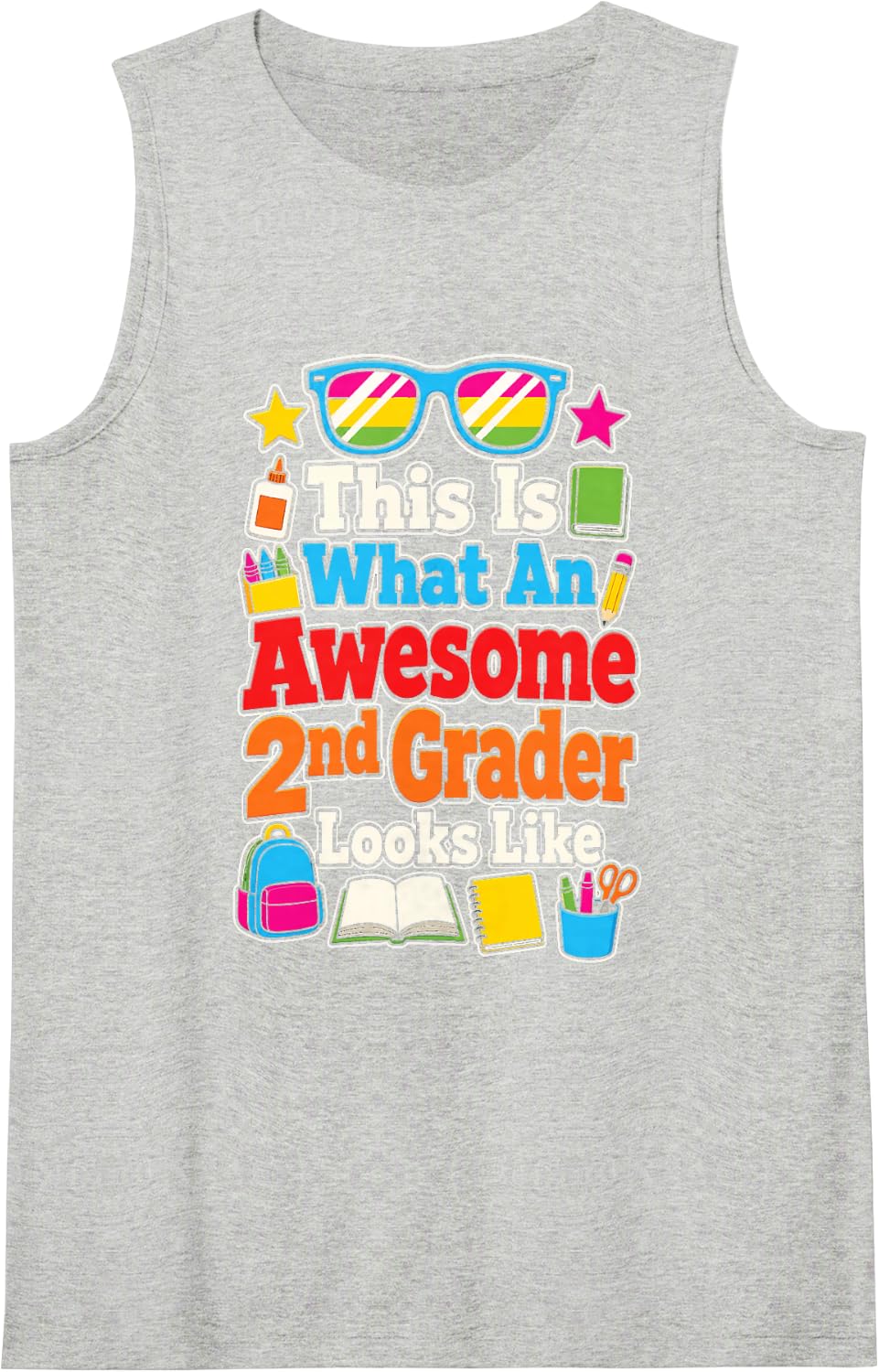 2nd Grade Awesome Second Grader Looks Like Elementary Sleeveless Tank Top - Heather Grey