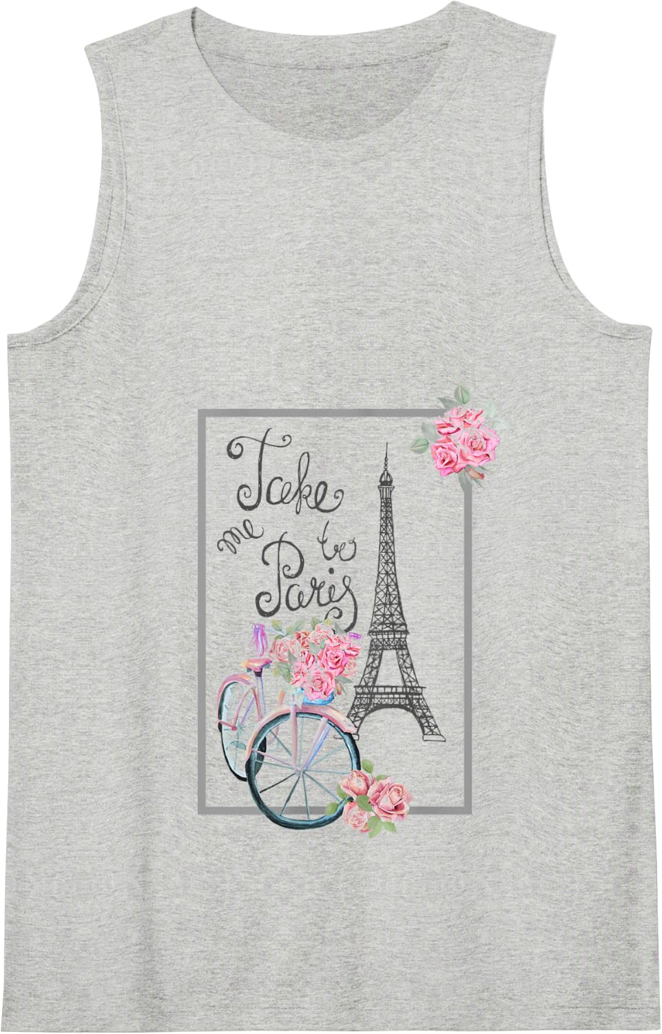 Take me to Paris Eiffel Tower, Love Paris, French gift Tank Top - Heather Grey