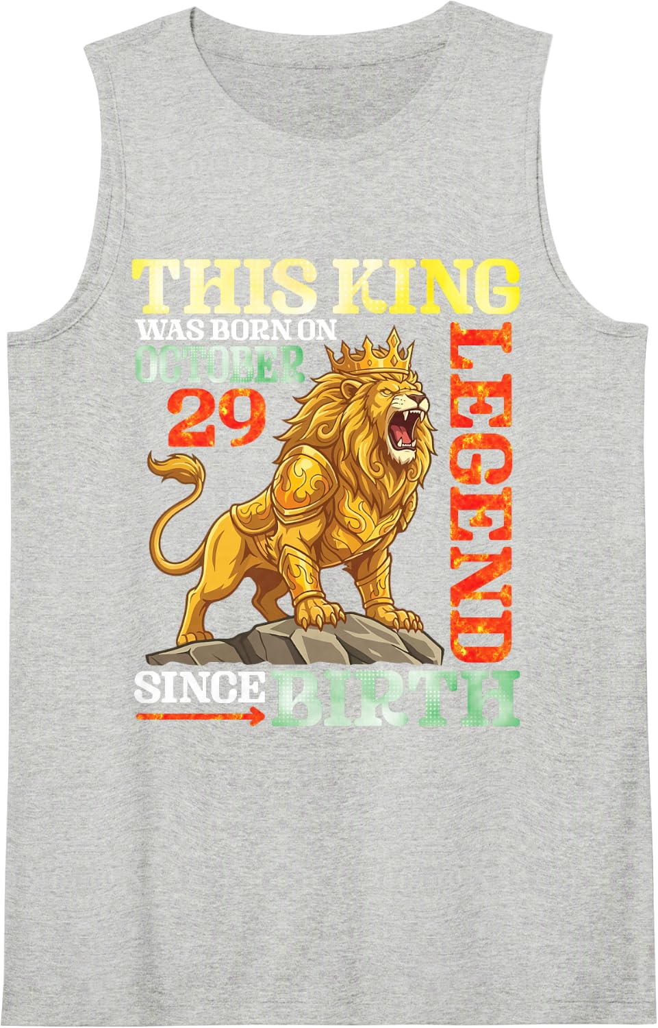 This King was Born On October 29 A Legend Since Birthday Sleeveless Tank Top - Heather Grey