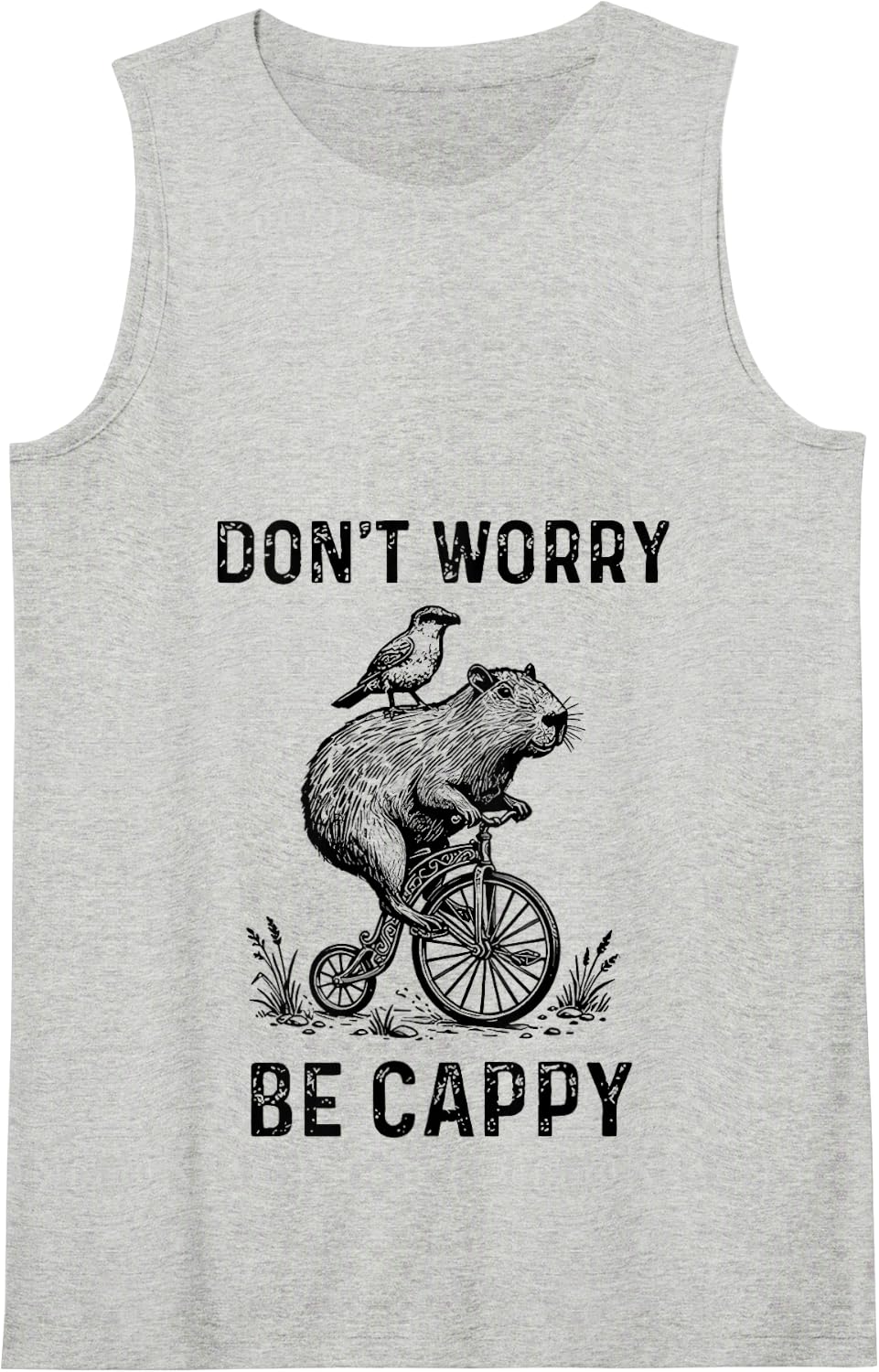 Don't Worry be cappy Tank Top - Heather Grey