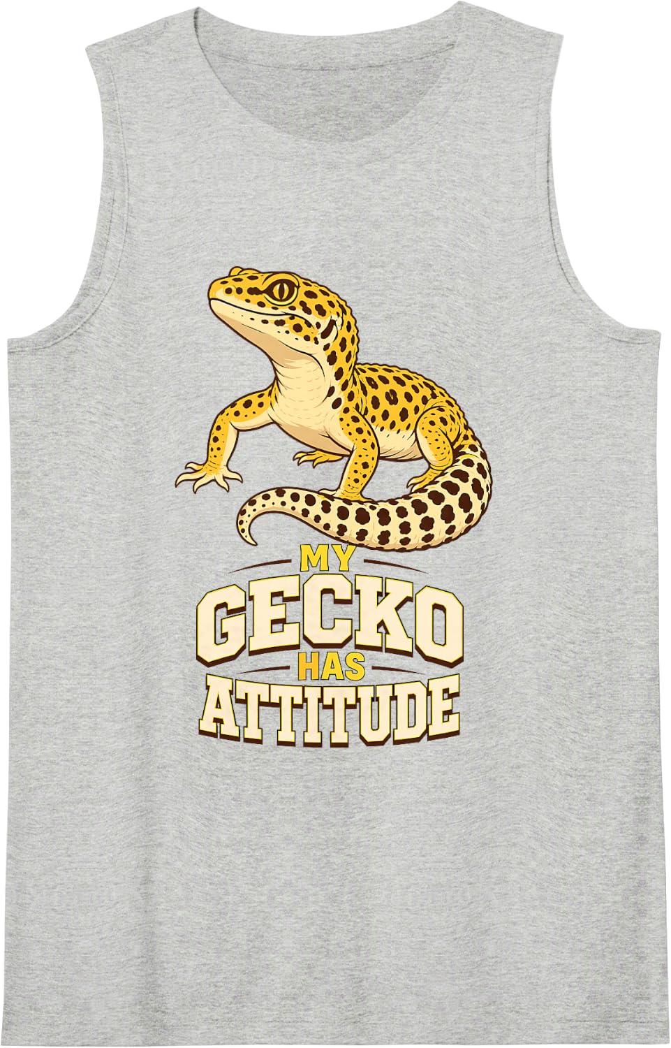 My Gecko Has Attitude Leopard Gecko Reptile Owner Sleeveless Tank Top - Heather Grey
