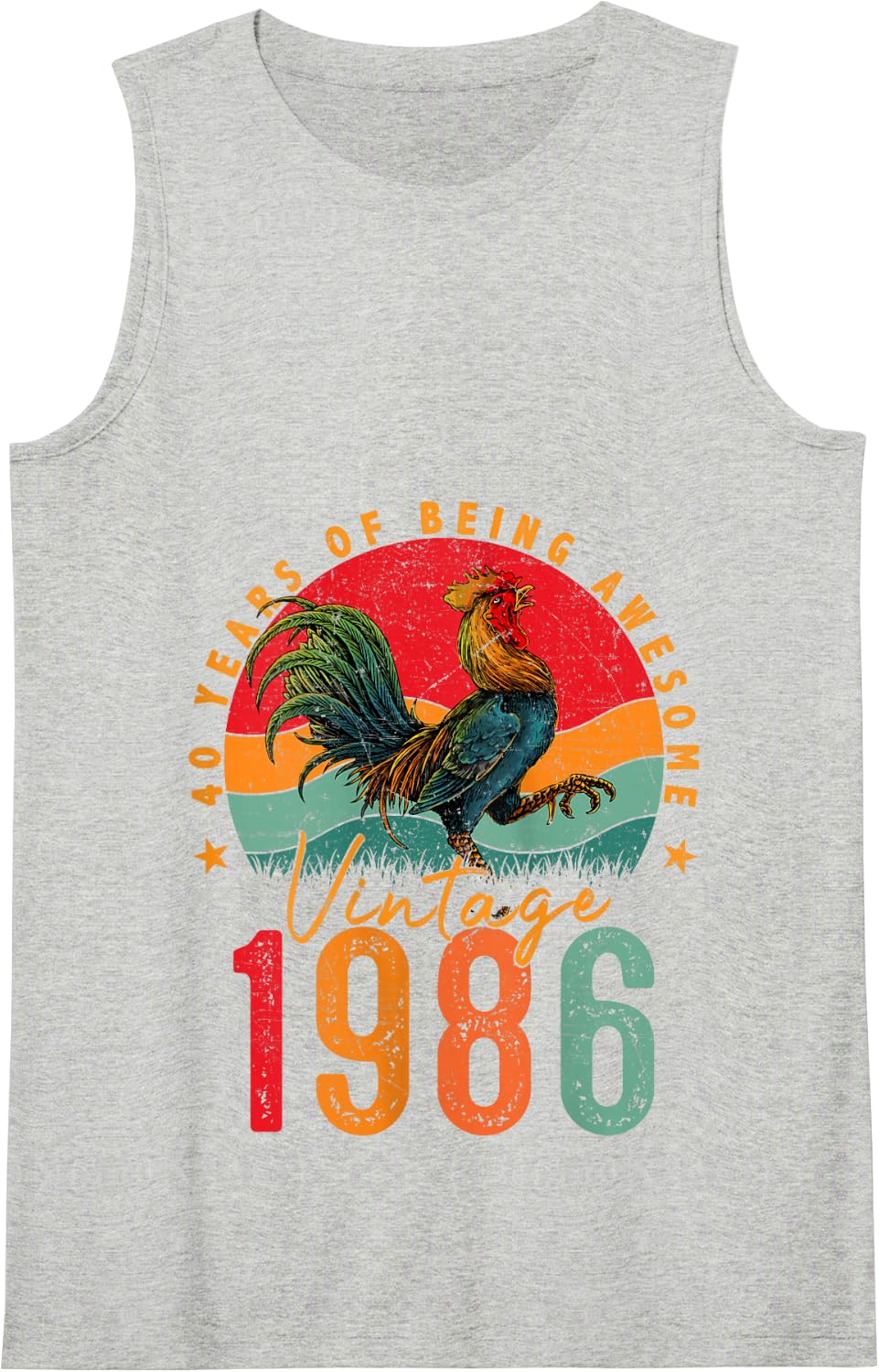 40 Year Old Chicken Vintage 1986 Farmer 40th Birthday Party Tank Top - Heather Grey