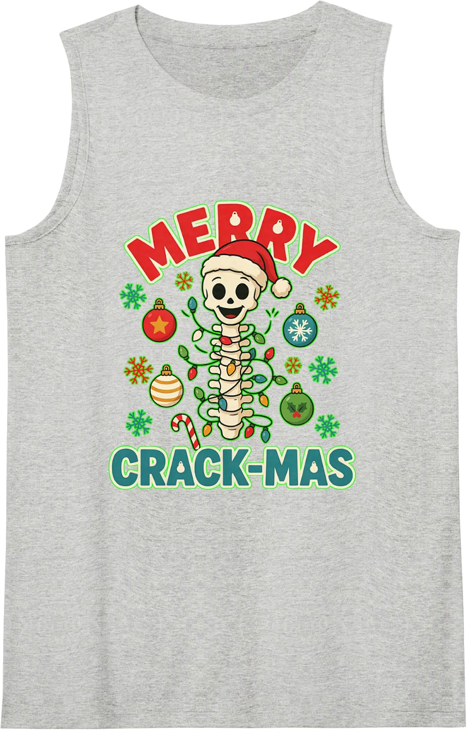 Merry Crack-Mas Funny Chiropractor Christmas Spine Tank Top - Heather Grey