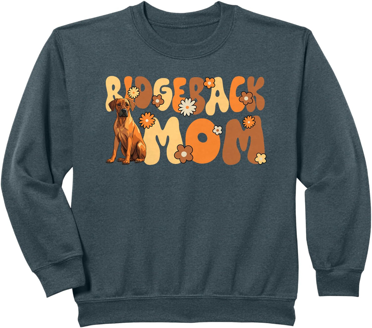 Rhodesian Ridgeback Groovy World's Best Ridgeback Mom Sweatshirt - Dark Heather Grey