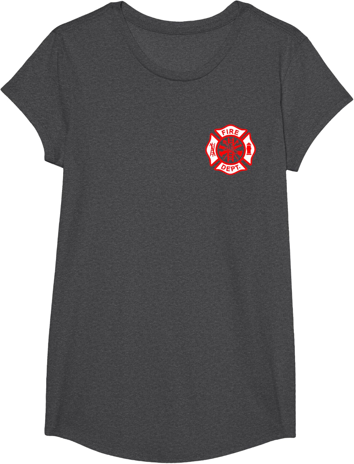 Fire Department Uniform Official Firefighter Gear T-Shirt Small - Girls Dark Heather Grey