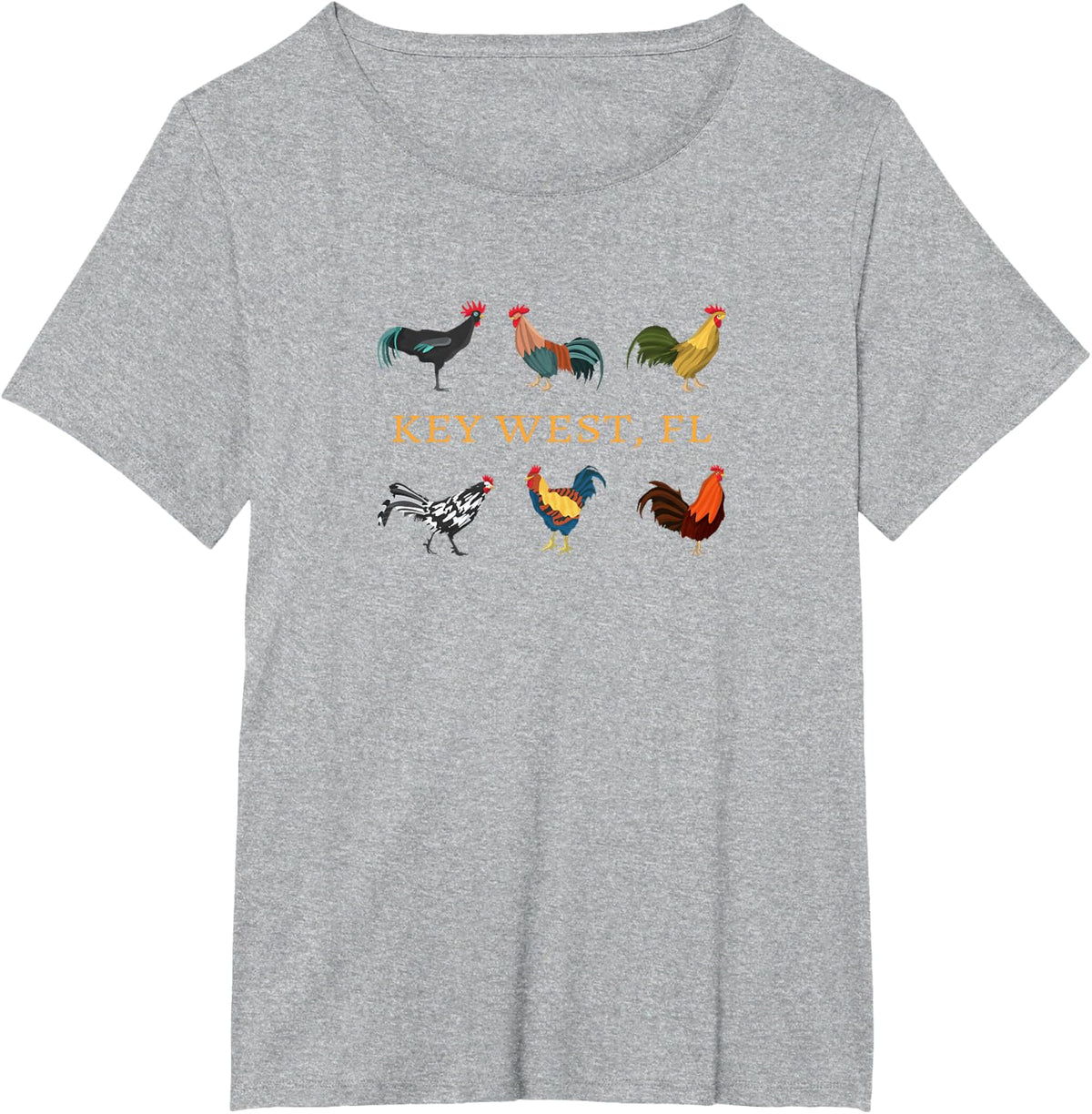 Key West, FL - Chicken / Rooster Souvenir T-Shirt T-Shirt - Heather Grey