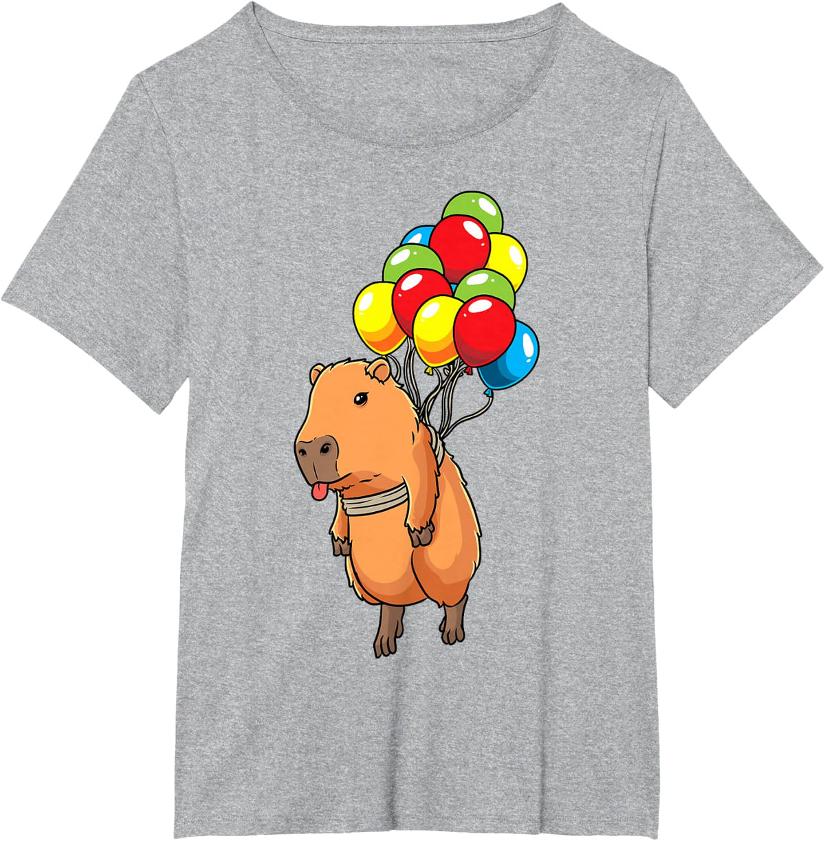 Capybara Water Pig with Balloons Capybara T-Shirt - Heather Grey