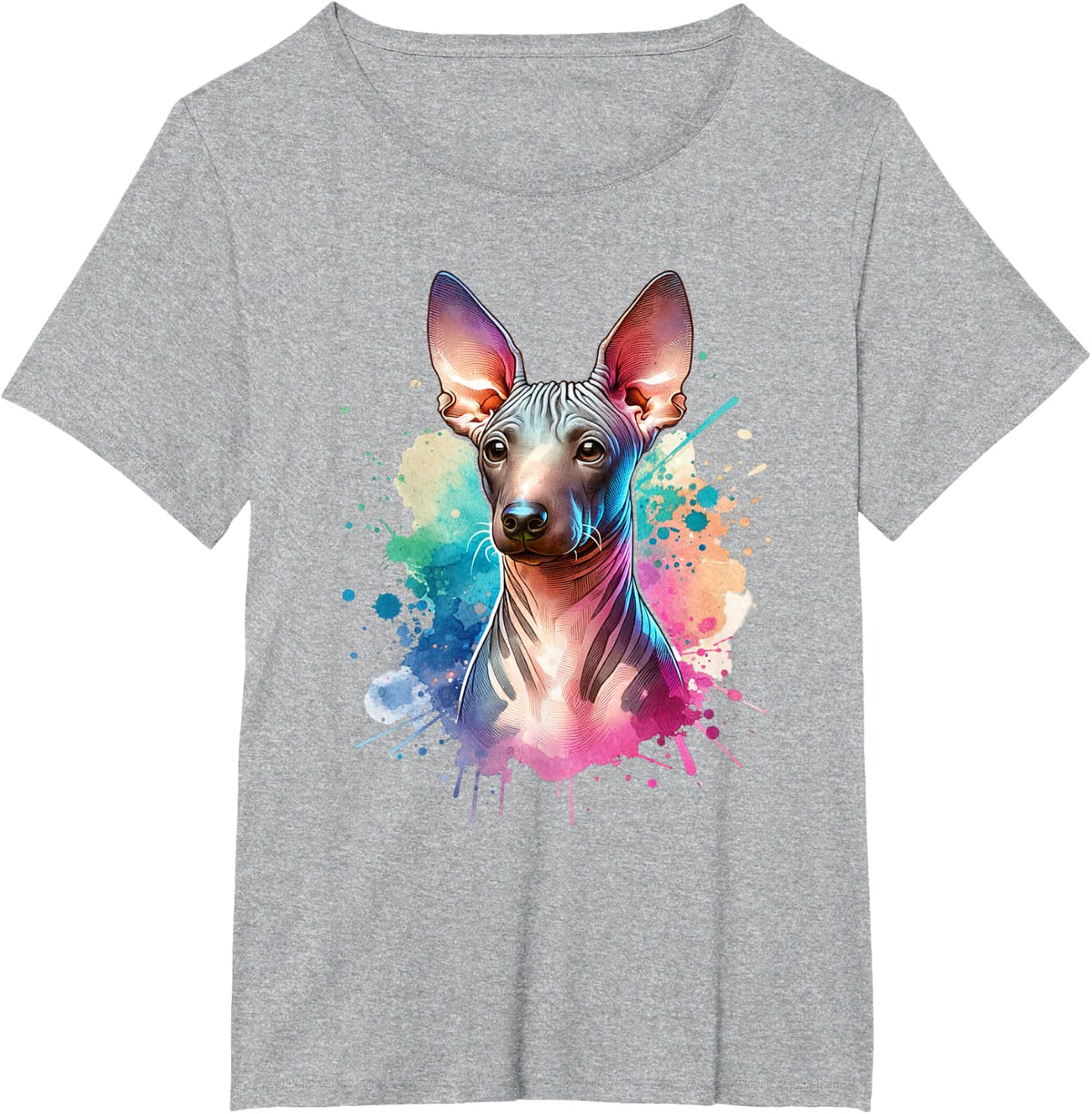 American Hairless Terrier Dog Artwork T-Shirt - Heather Grey