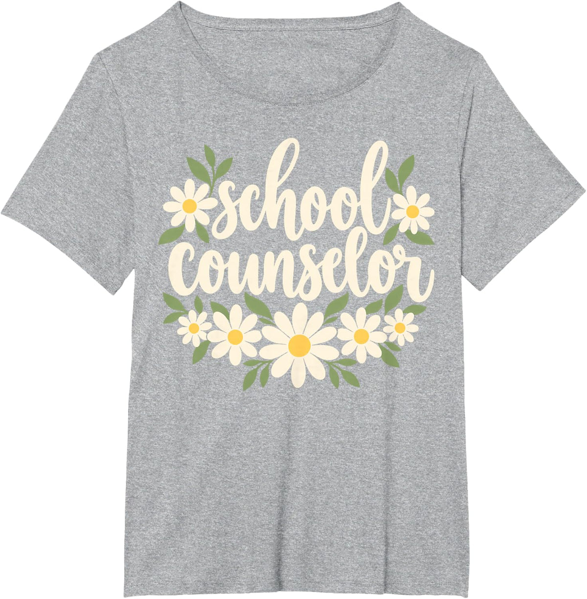 School Counselor Daisy Flowers T-Shirt - Heather Grey