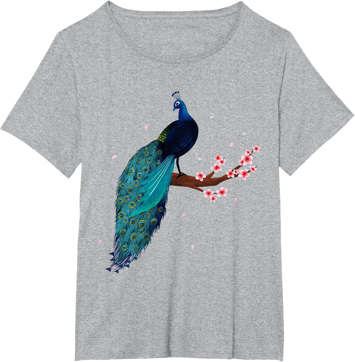 Vintage Peacock Japanese Beauty Bird Flower Gift T Shirt T-Shirt - Heather Grey