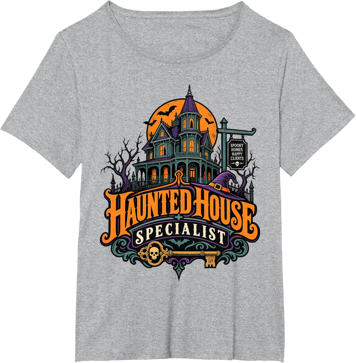 Haunted House Specialist Real Estate Halloween Lazy Costume T-Shirt - Heather Grey