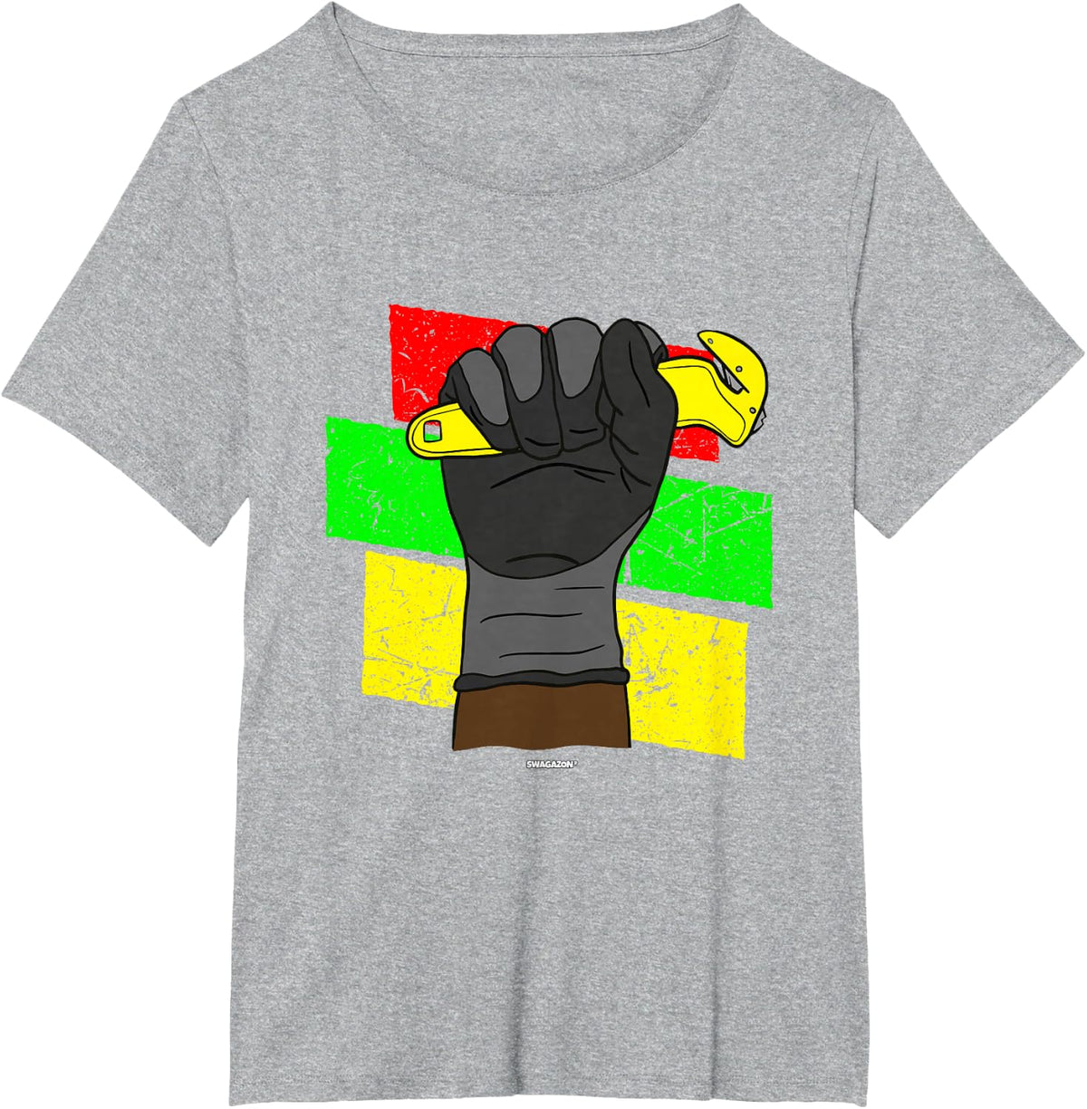 Gloved Fist Coworker Swagazon Associate Black History Month T-Shirt - Heather Grey