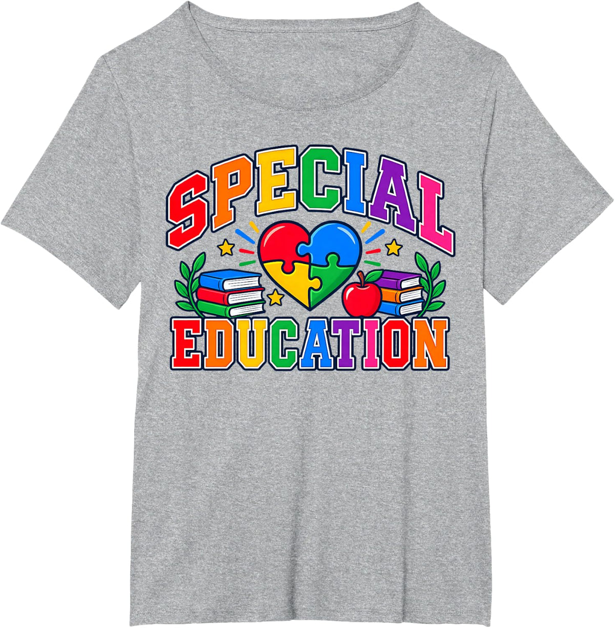 Special Education Teacher Books T-Shirt - Heather Grey