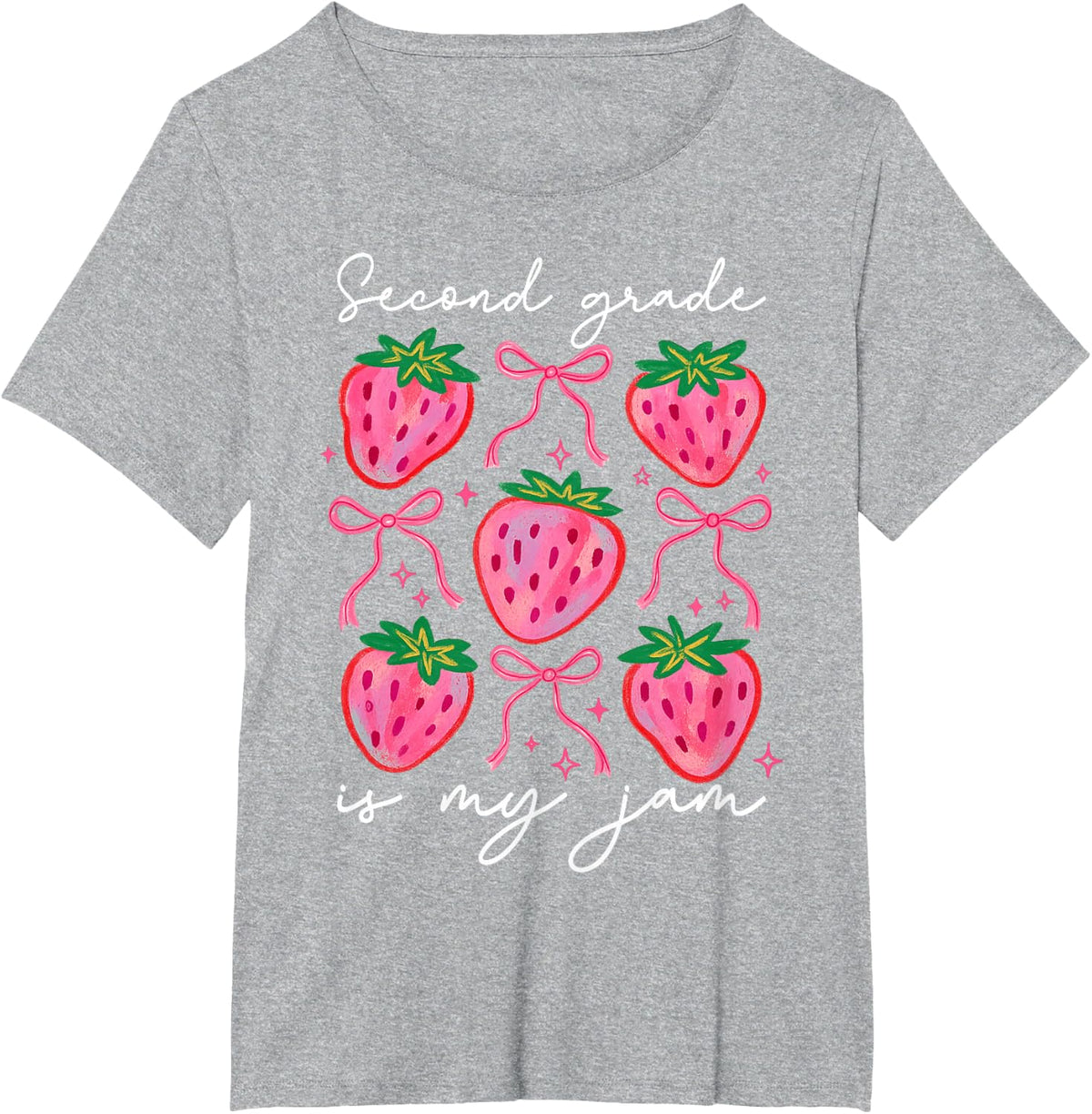 Second Grade is My Jam Strawberry Second Grade Teacher Women T-Shirt - Heather Grey