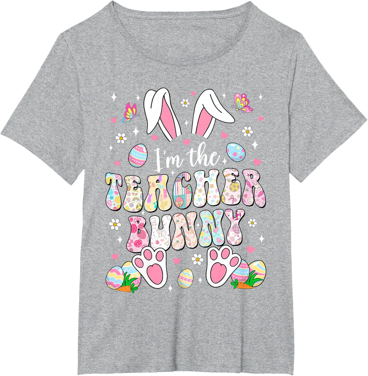 Easter Teacher Bunny Ears Teacher Life Easter Day Egg Women T-Shirt - Heather Grey