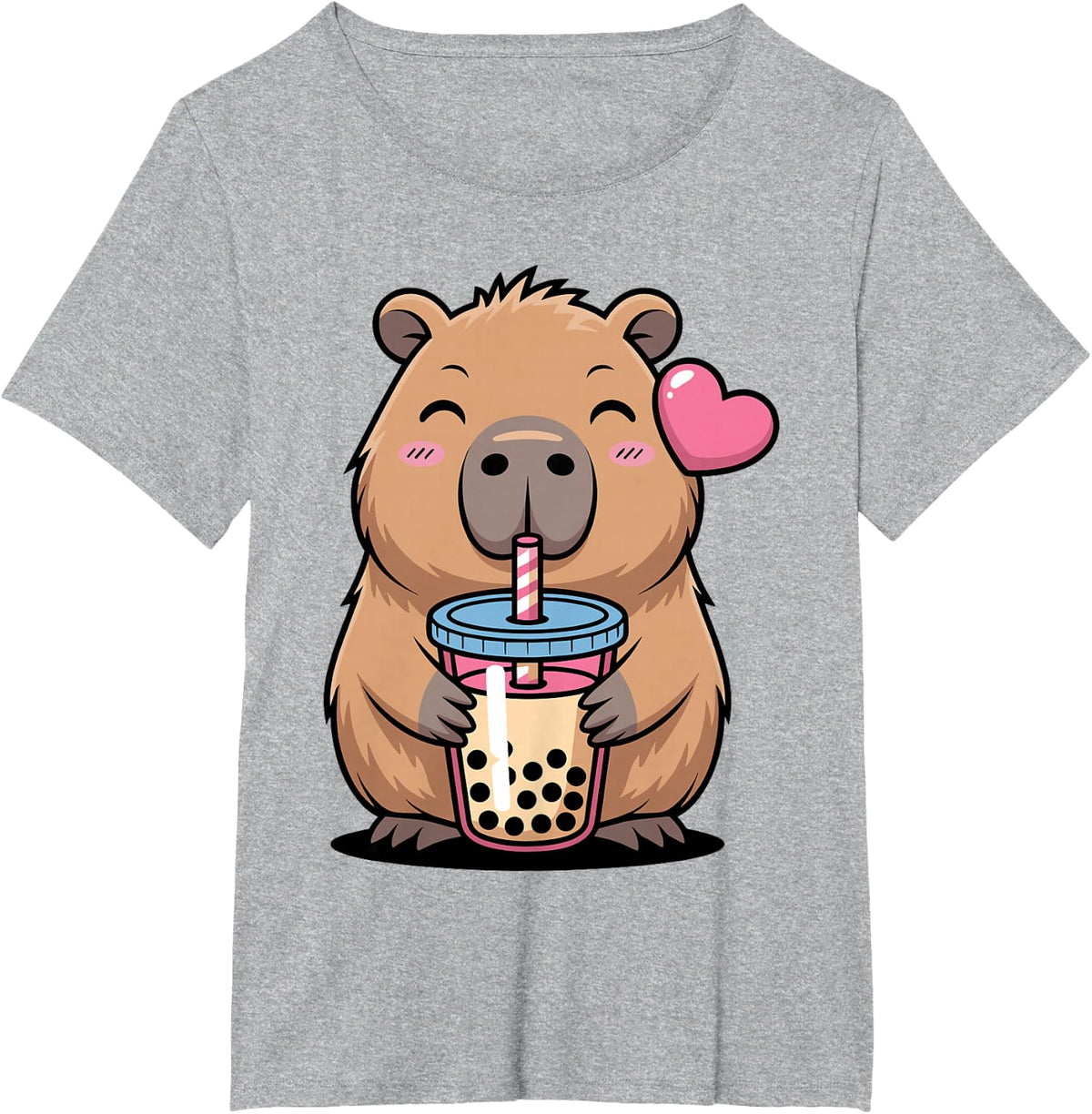 Cute Capybara Art T-Shirt for Men Women Kids Animal Rodent Tees - Heather Grey