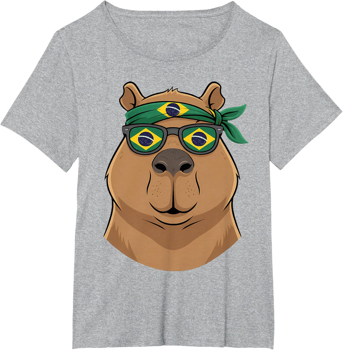 Brazil Flag Capybara Brazilian Roots Tees Brasilian Pride Brasil T Shirts - Heather Grey
