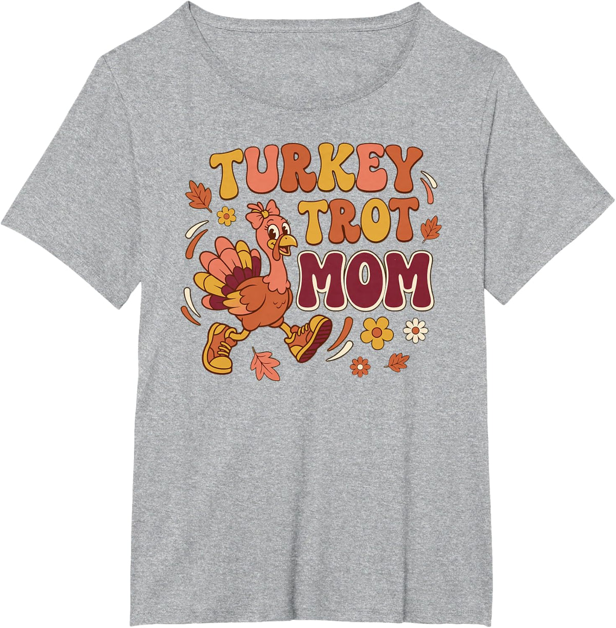 Turkey Trot Mom Thanksgiving Running Race Day Autumn Fall T-Shirt - Heather Grey