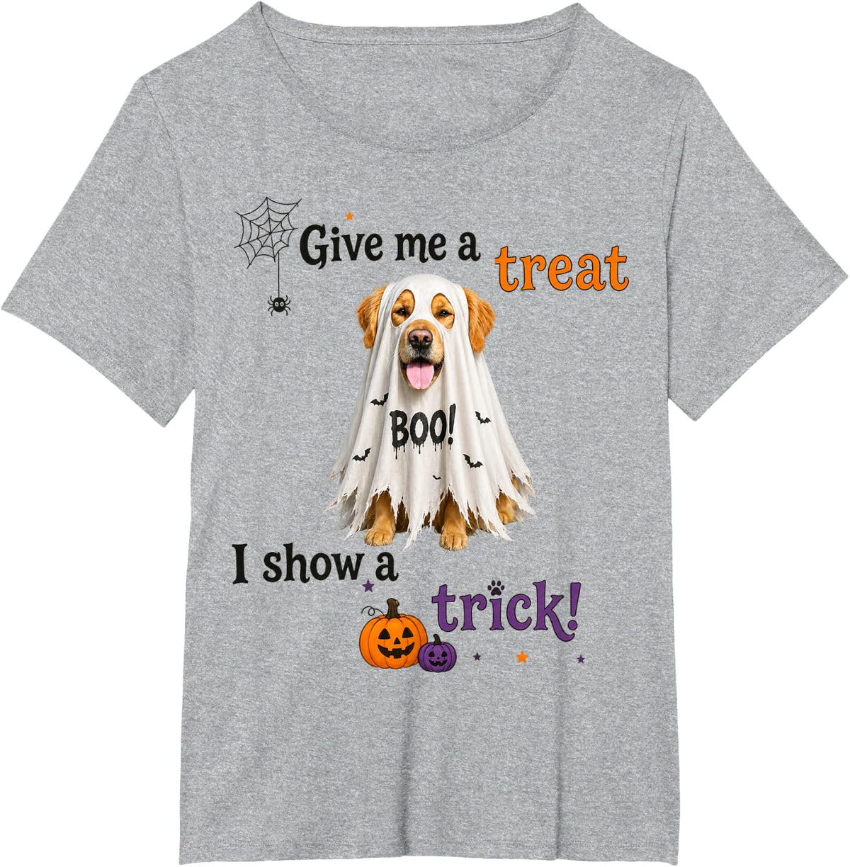 Golden Retriever Ghost Boo Halloween Dog Lover Gift T-Shirt - Heather Grey