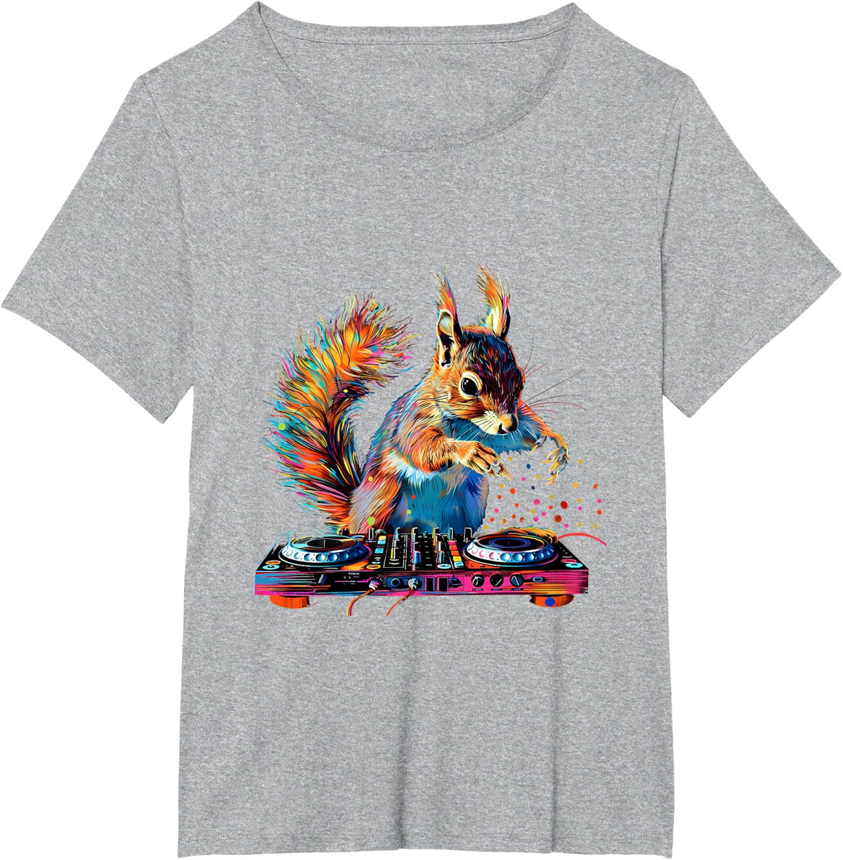 Squirrel Music DJ Beatmaker EDM Techno Turntable DJ Squirrel T-Shirt - Heather Grey