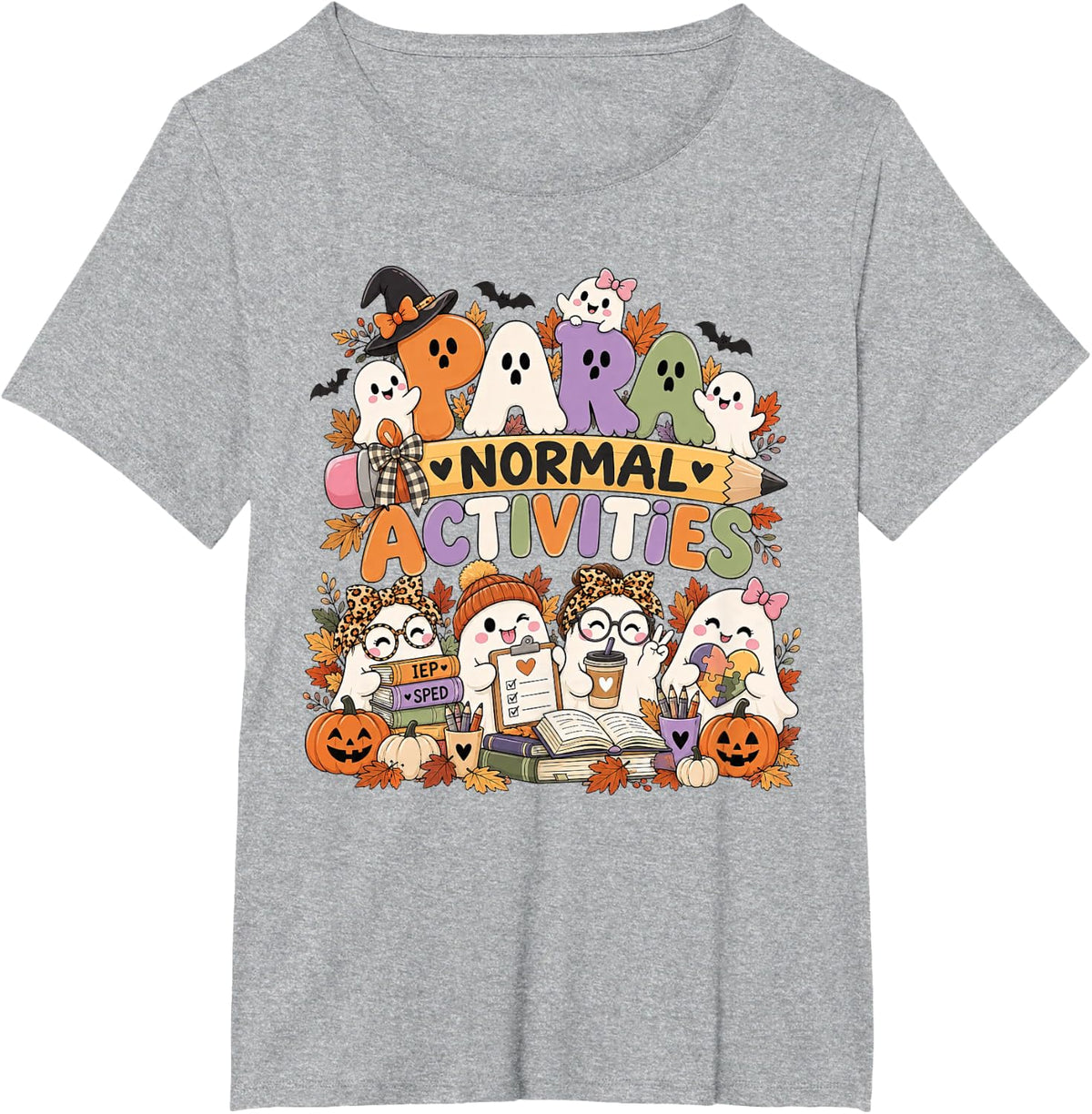 para Normal Activities SPED Teacher Ghosts T-Shirt - Heather Grey