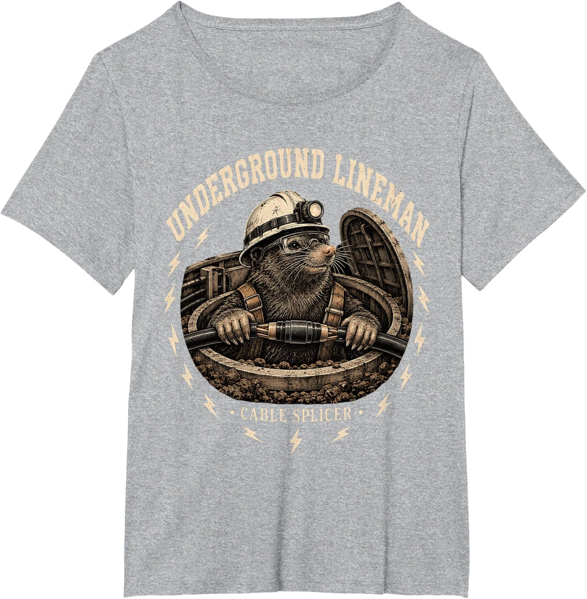 Underground Lineman Cable Splicer T-Shirt - Heather Grey