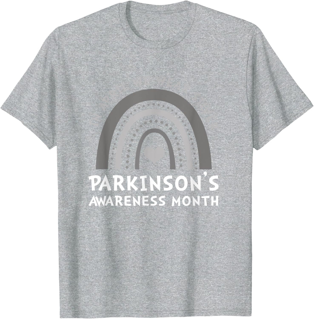 Rainbow Boho We Wear Silver Parkinsons Awareness Month T-Shirt - Heather Grey