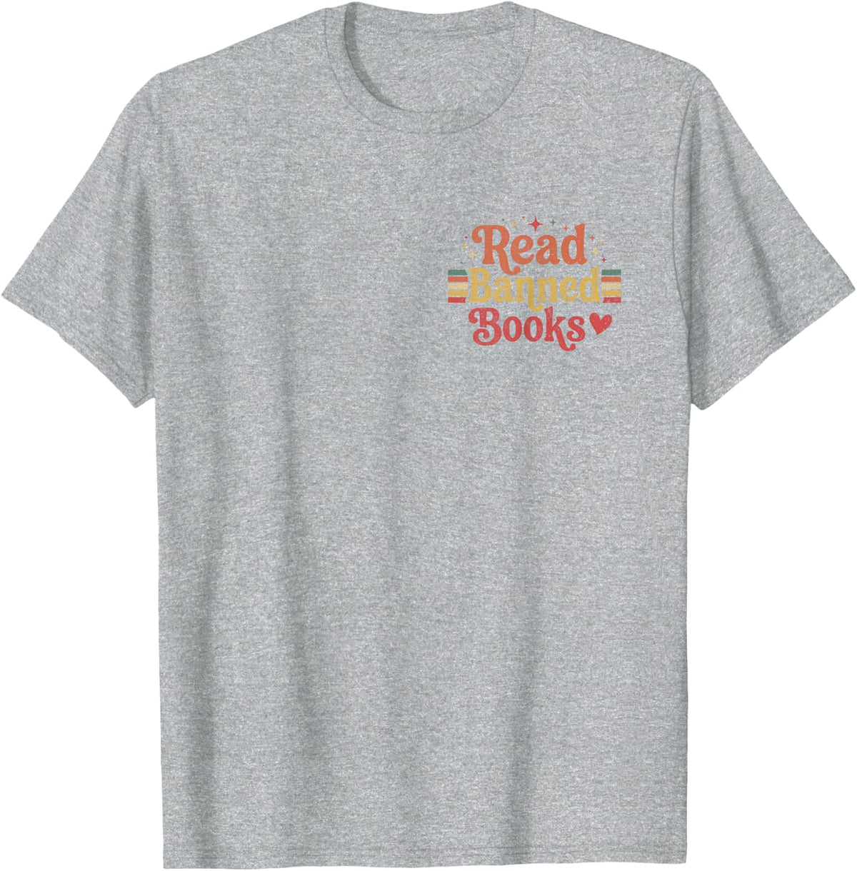 Read Banned Books Retro Literary Reader Style Humor Graphic T-Shirt - Heather Grey