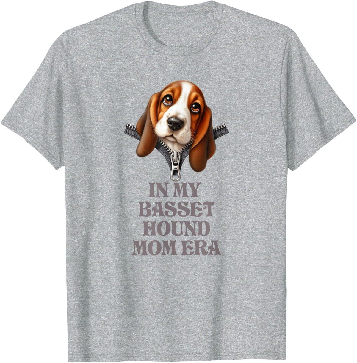 In My Basset Hound Mom Era T-Shirt - Heather Grey