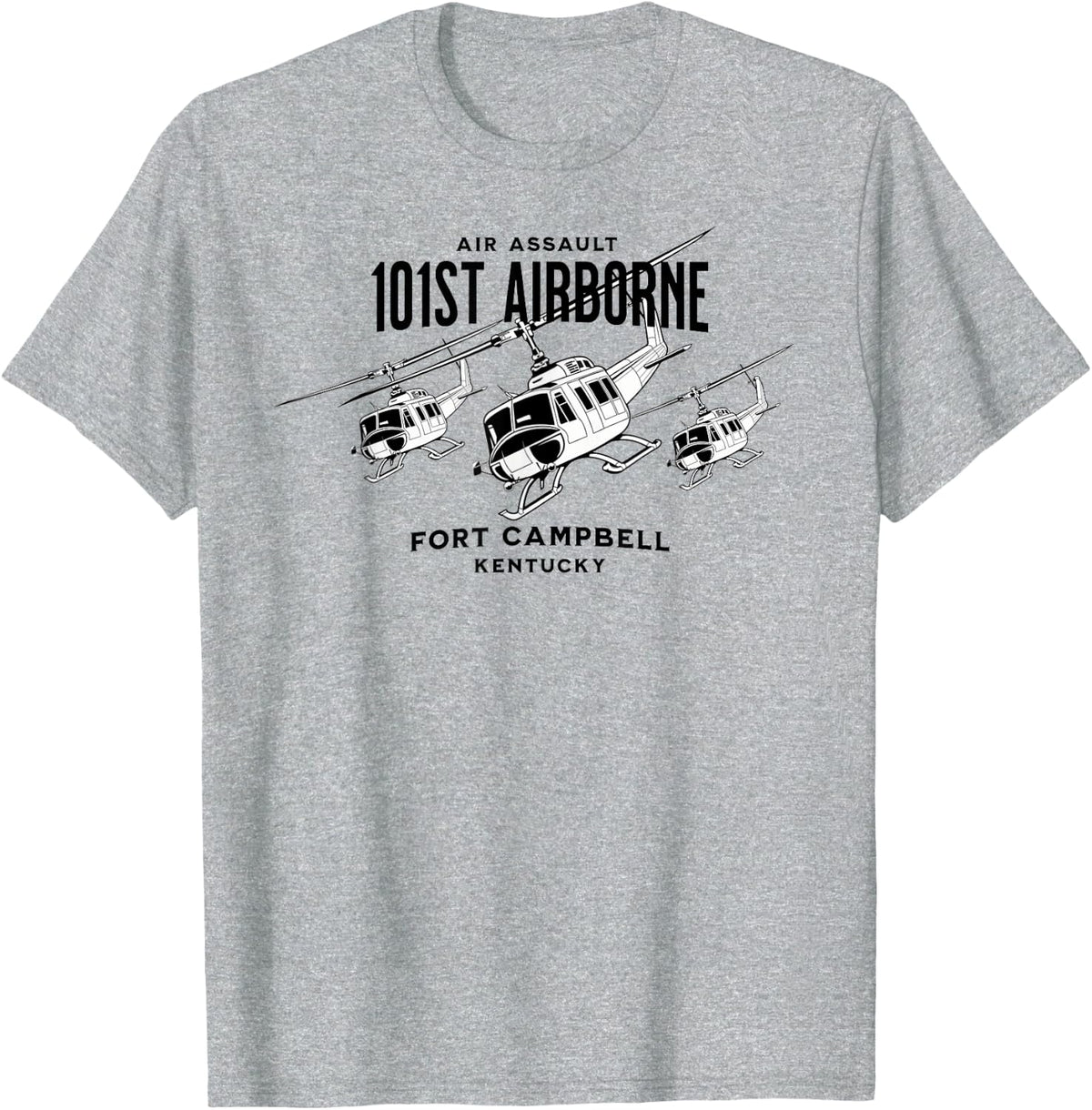 101st Airborne Fort Campbell Kentucky Air Assault Helicopter T-Shirt - Heather Grey
