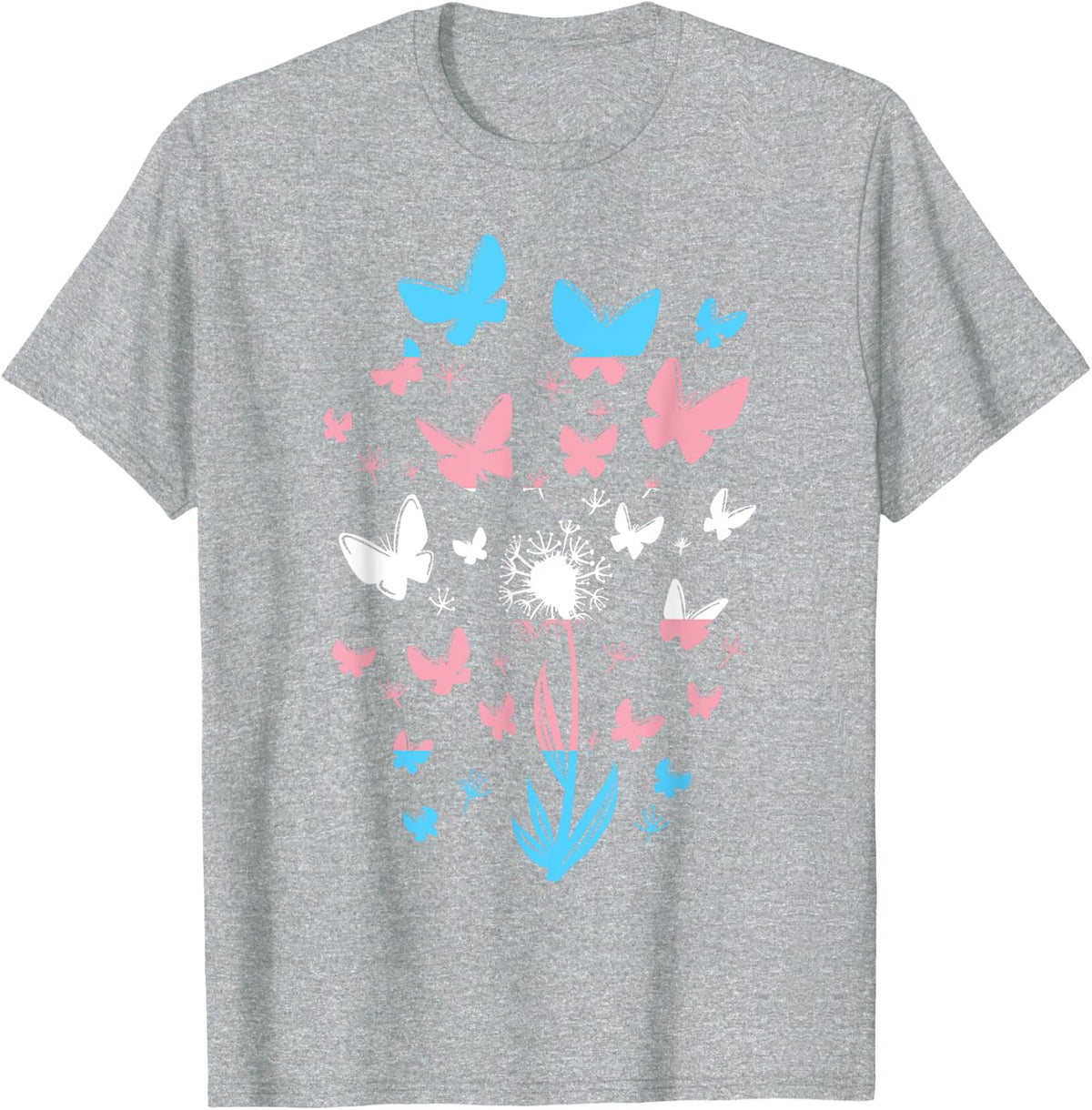 Transgender Petals Flowers Butterflies Transsexual Flag T-Shirt - Heather Grey