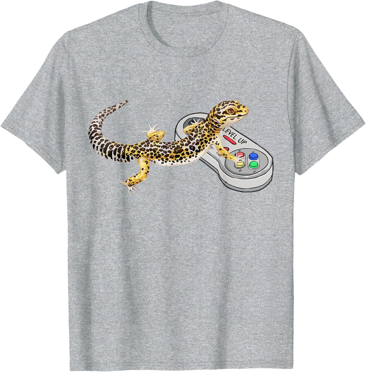 Leopard Gecko Playing Video Game Lizard & Reptiles Gamers T-Shirt Small - Heather Grey