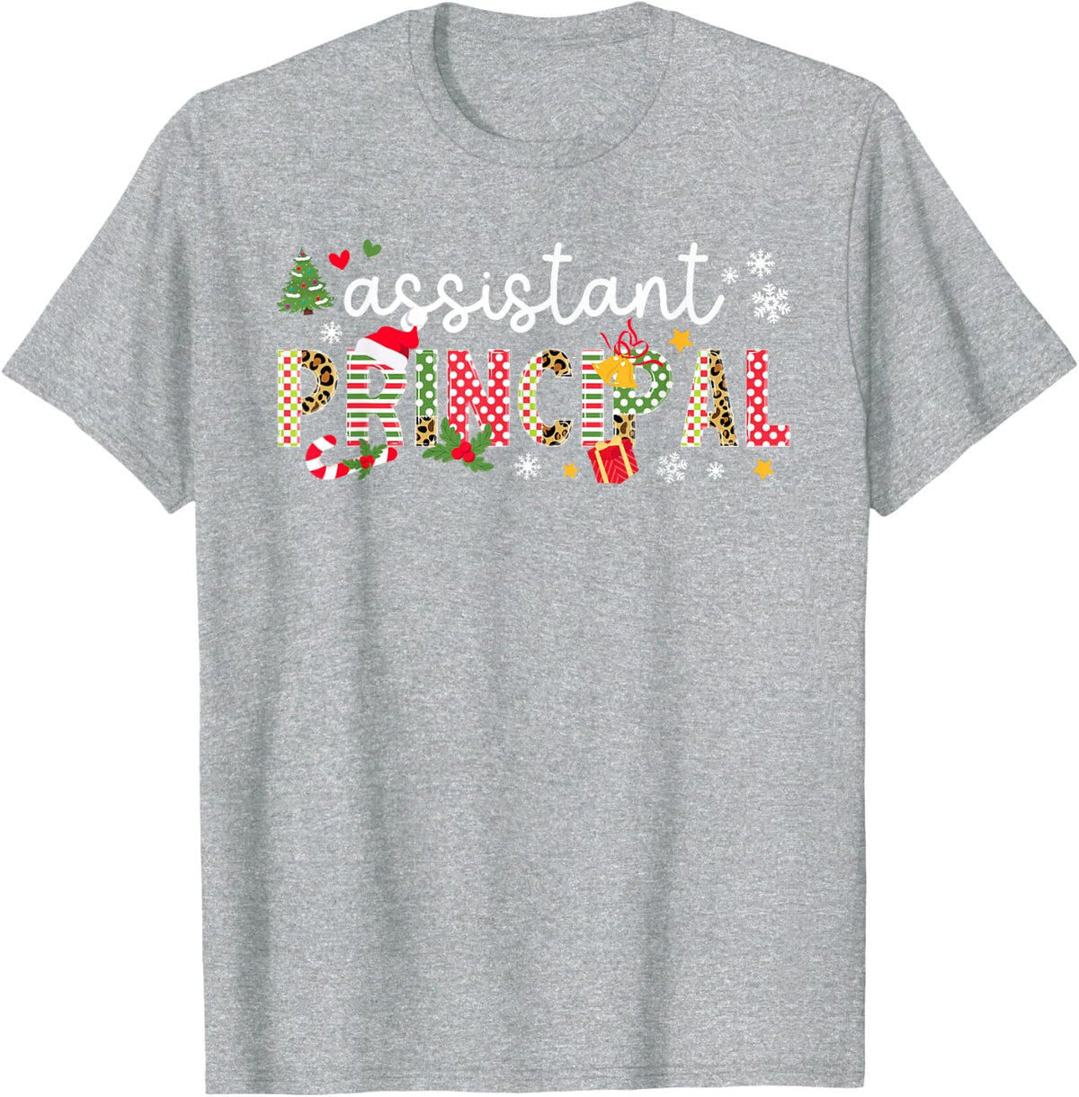 Assistant Principal Christmas Tee Xmas T-Shirt For School Staff Gifts - Heather Grey