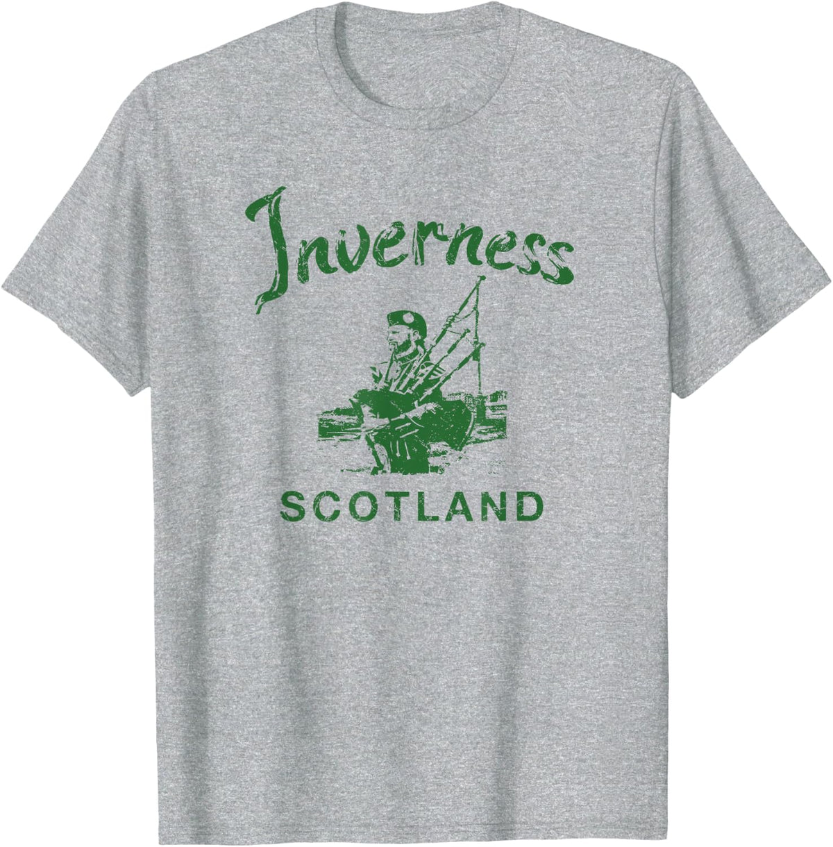 Inverness Scotland Scottish Bagpipes Vintage Gaelic T-Shirt - Heather Grey