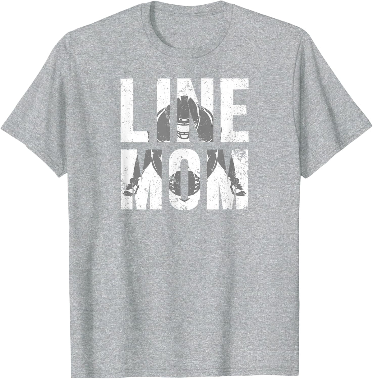 Football Line Mom Of A Football Lineman Mother T-Shirt - Heather Grey