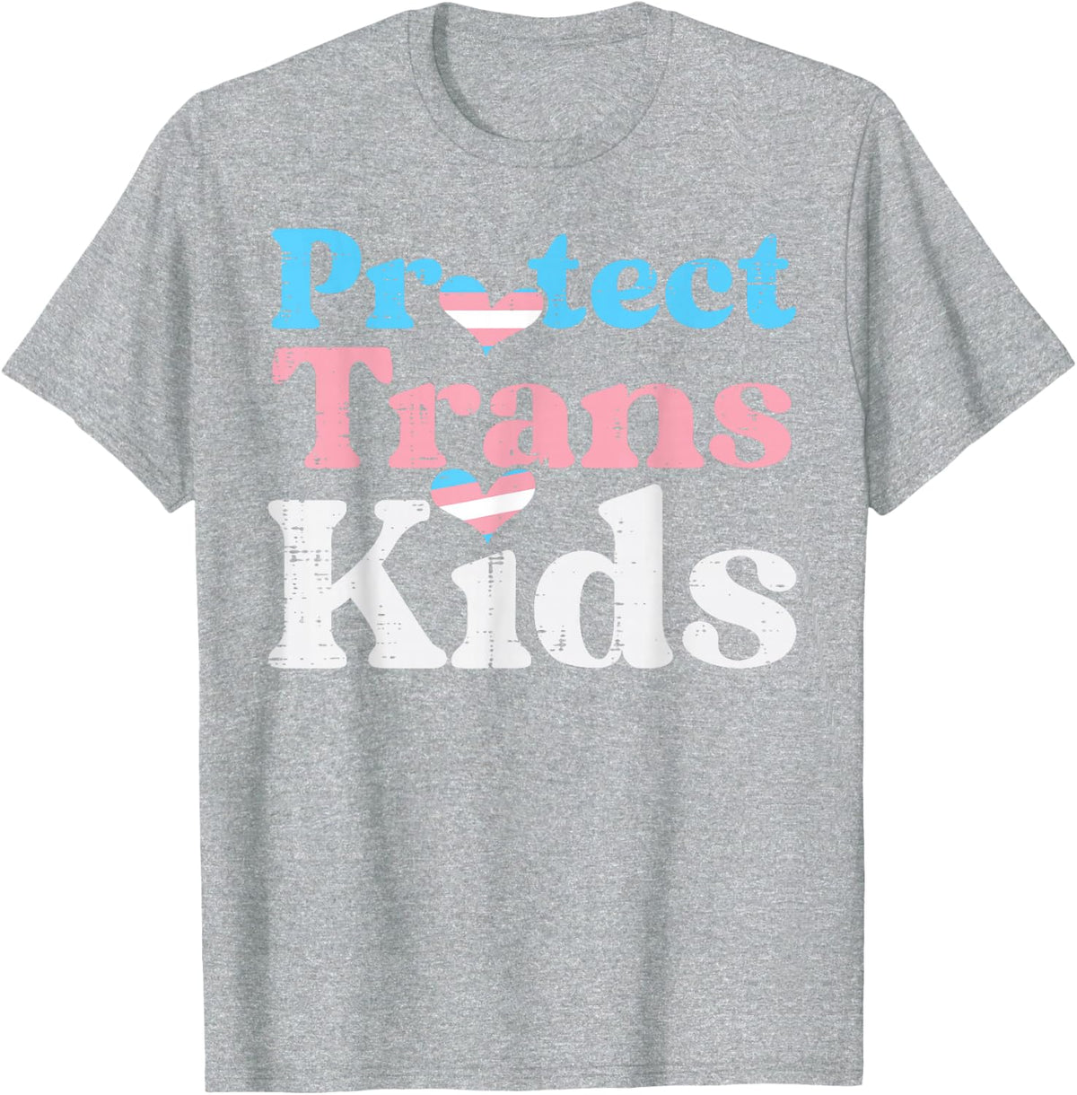 Protect Trans Kids Transgender Pride Flag LGBT T-Shirt - Heather Grey