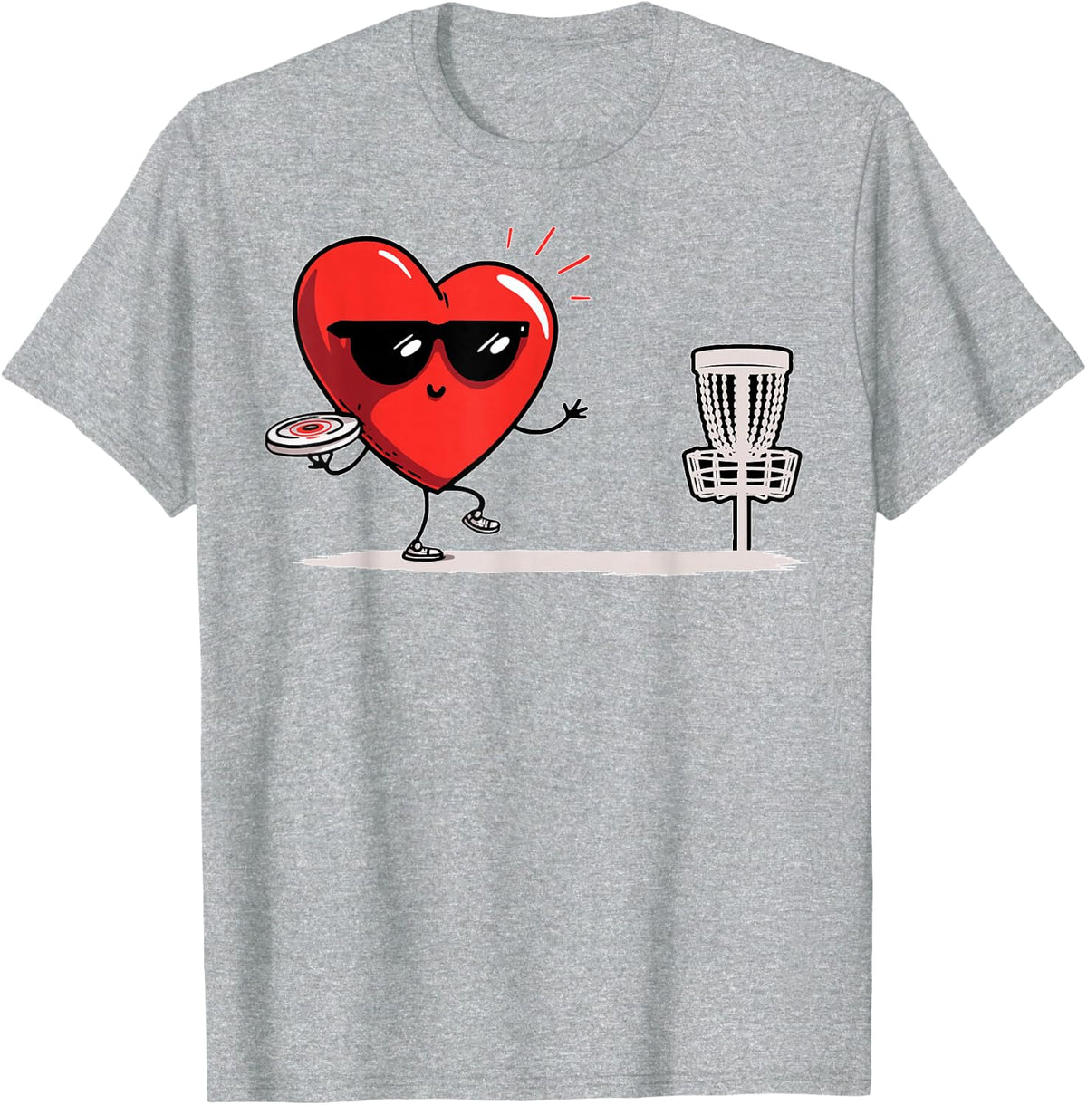 Discgolf Heart Disc Golf Golfer Valentine's Day Sunglasses T-Shirt - Heather Grey