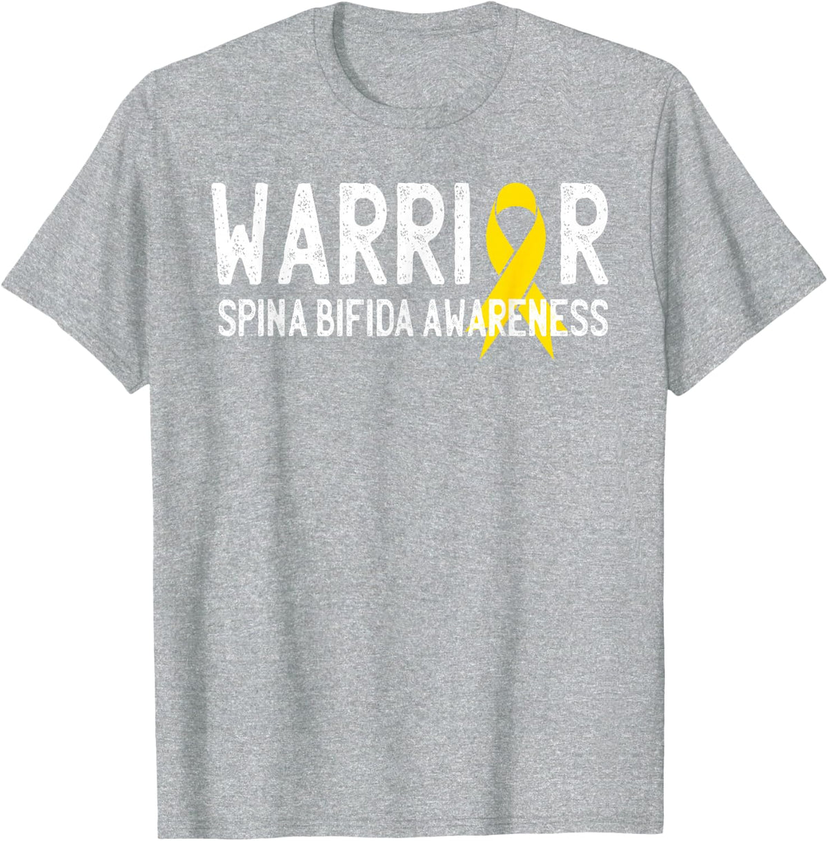 Warrior Spina Bifida Awareness Yellow Ribbon Fighter Support T-Shirt - Heather Grey