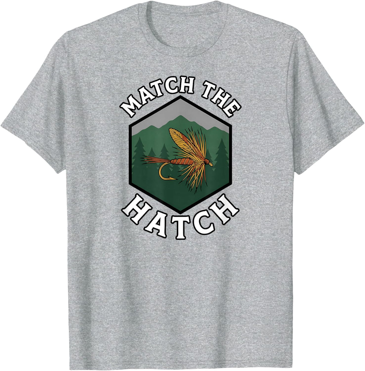 Fly Fishing Match The Hatch Trout Angler Dry Fly Lure T-Shirt - Heather Grey