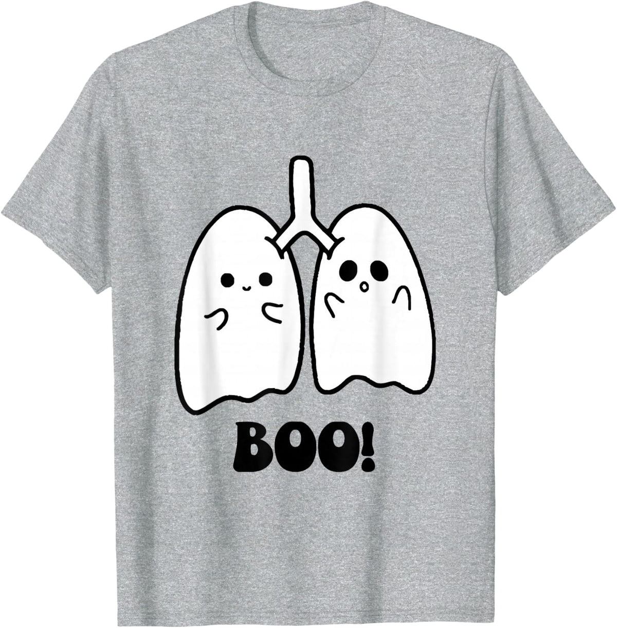 Funny Boo Lungs Ghost Halloween Respiratory Therapist RT T-Shirt - Heather Grey
