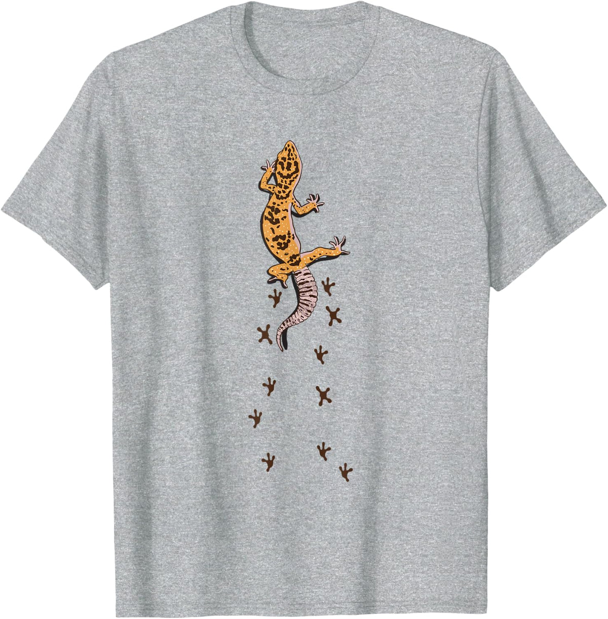 Leopard Gecko Tracks Lizard Lover Gift T-Shirt - Heather Grey