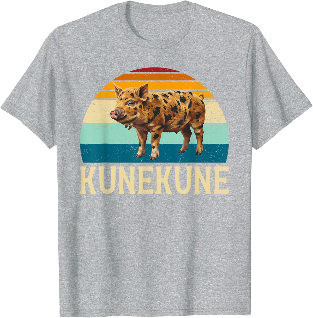 Kunekune Retro Kunekune Pig Lover Kunekune Pigs T-Shirt - Heather Grey