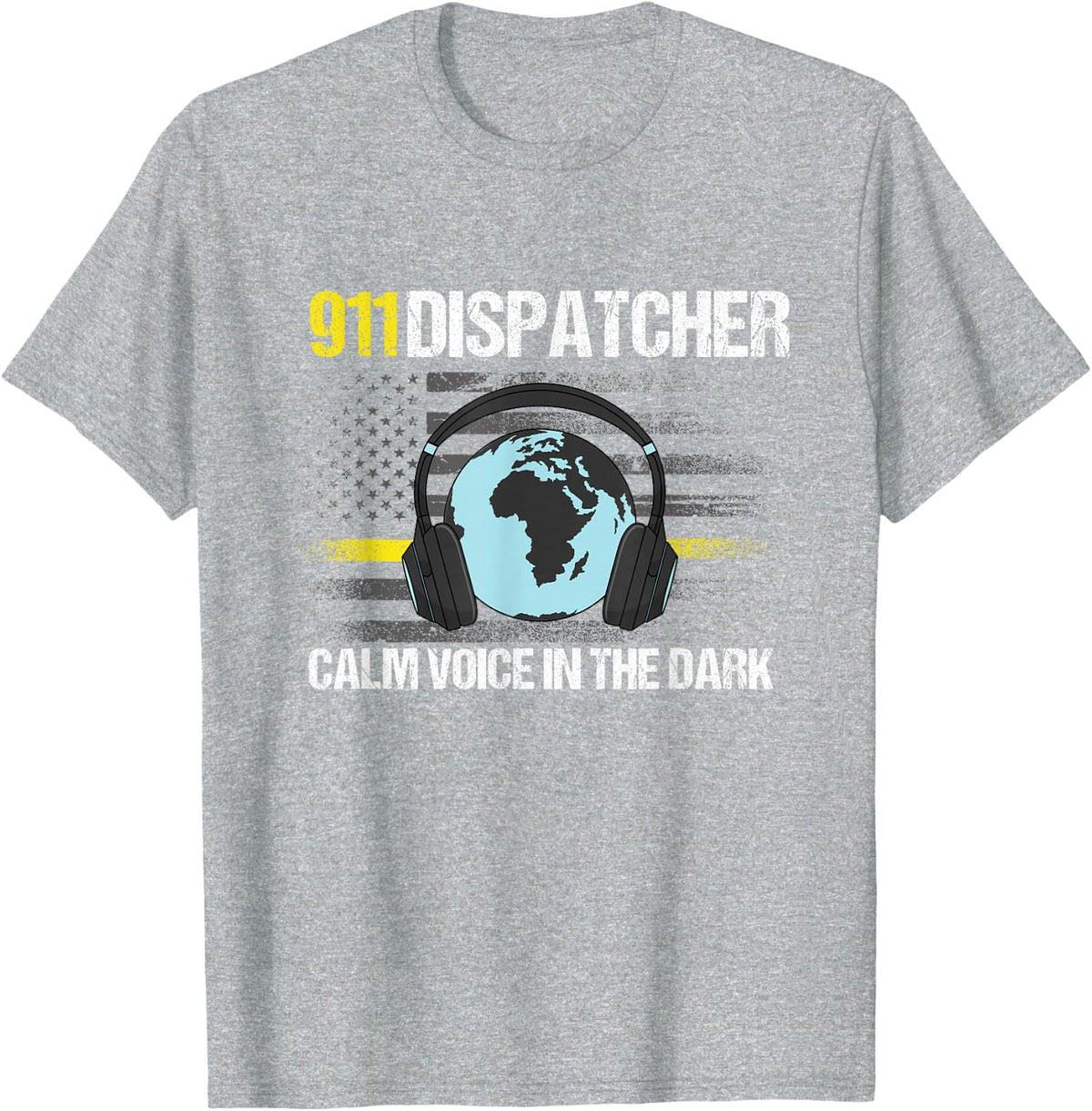 911 Dispatcher Operator USA Flag American Police Firefighter T-Shirt - Heather Grey