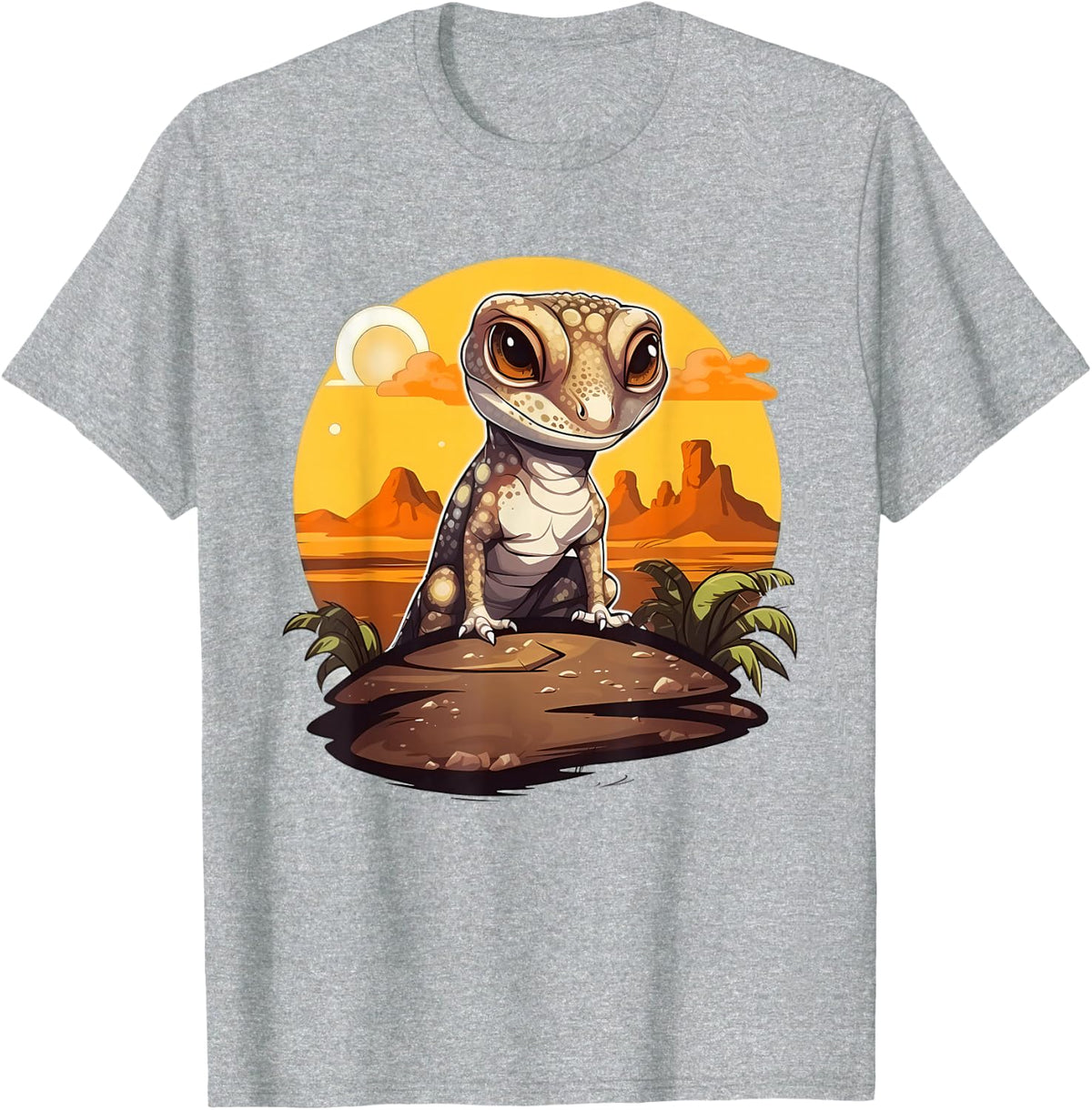 Retro Style African Fat-tailed Gecko T-Shirt - Heather Grey