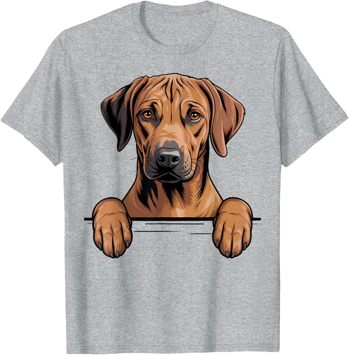 Rhodesian Ridgeback Funny Peeking Pocket Dog Tees T Shirts for Dog Lovers Men Women - Heather Grey