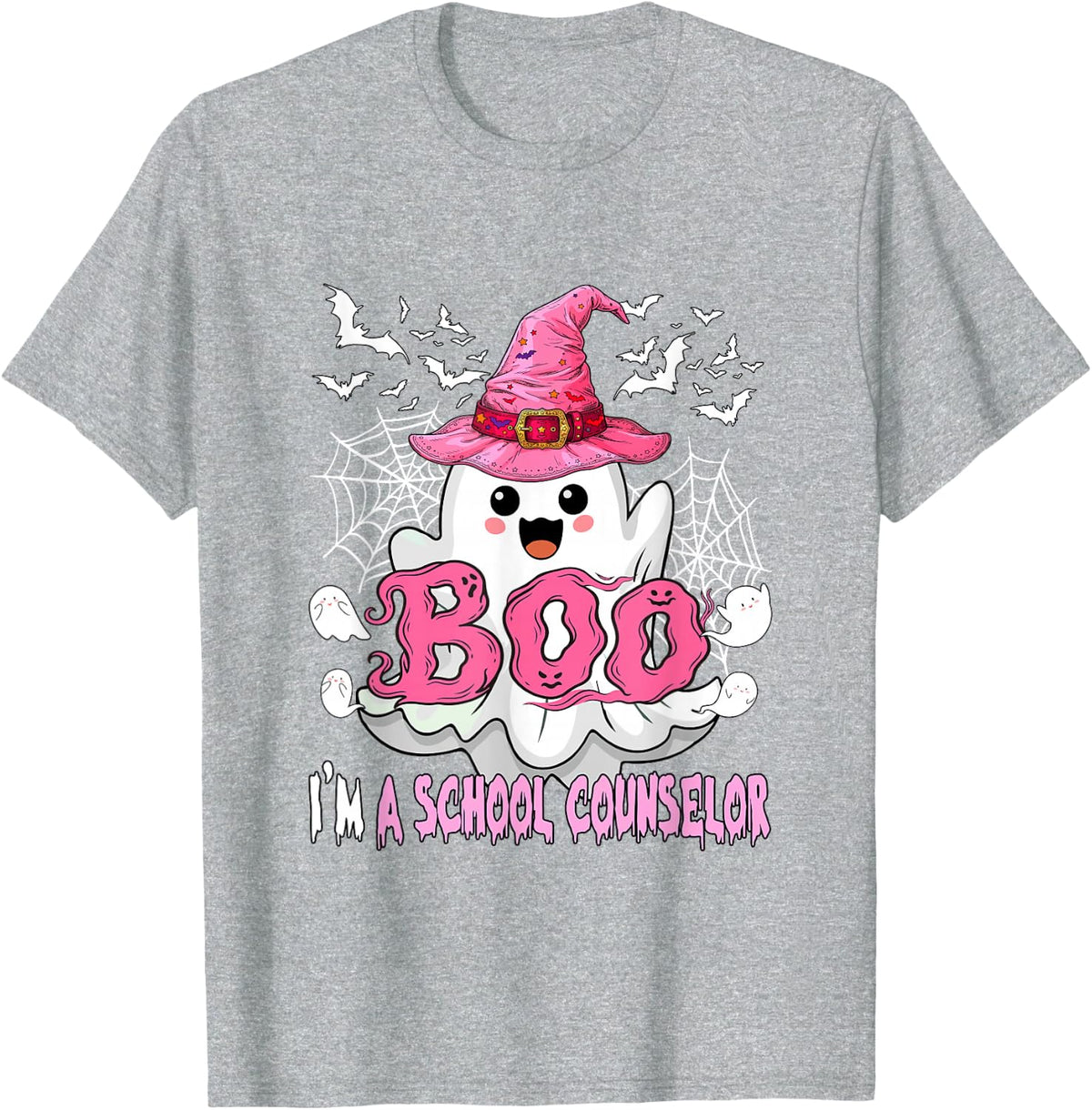 Boo Proud A School Counselor Halloween Ghost Cosplay Witch T-Shirt - Heather Grey