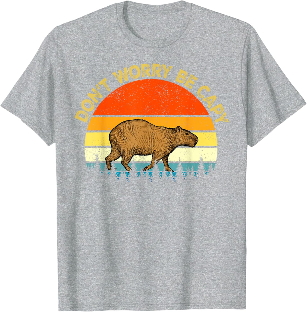 Capybara Vintage Retro Style Awesome Don't Worry, Be Capy T-Shirt - Heather Grey